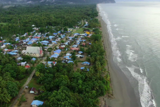 Tampak Kampung Skouw Yambe dari udara.